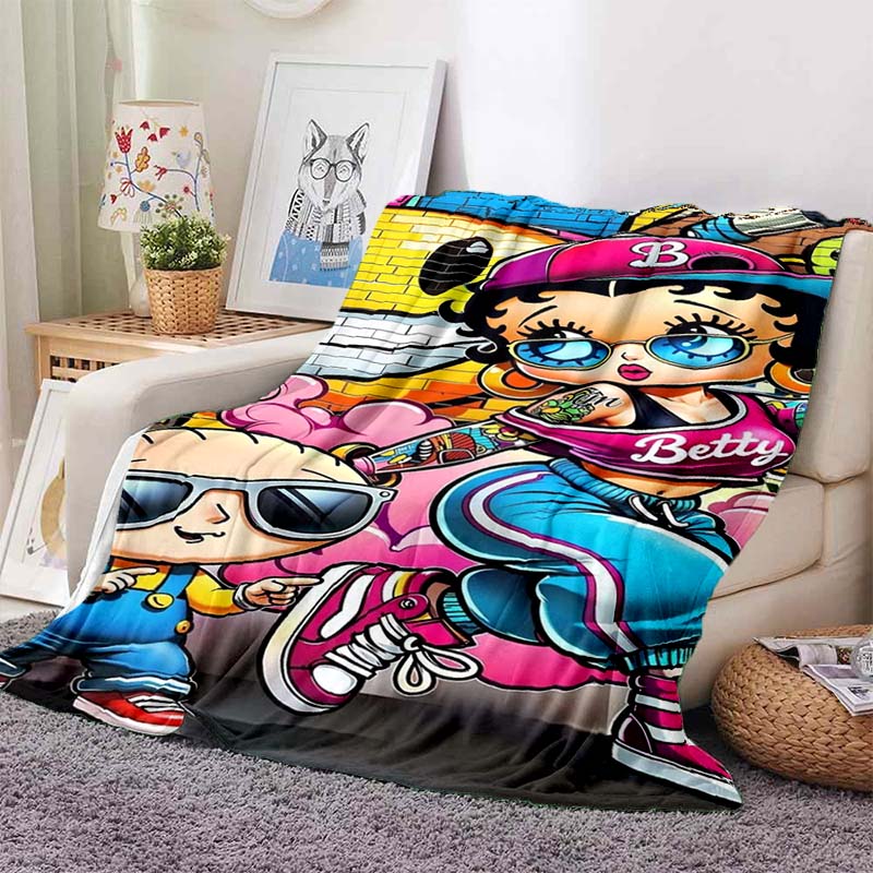 2026 New Model Cartoon B-Bettyy-Boopp Blanket Flannel Sofa Bed Warm Plush Office Comfortable Portable Gift Picnic Blanket