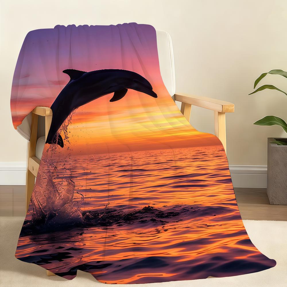 

Cute Dolphin Kawaii Blanket Soft Throw Blanket for Home Bedroom Bed Sofa Picnic Travel Office Rest Cover Blanket Gift 100x150cm