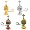 Vintage Metal Cross Incense Burner Indoor Sandalwood Burner Hollow Charcoal Incense Burner Ornament Home Church Decoration