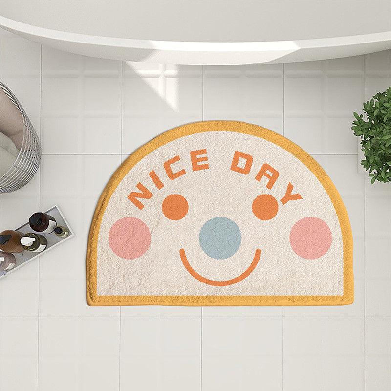 Ins Simple Semicircle Absorbent Bathroom Floor Mat Thickened Non-slip Carpet Toilet Washroom Toilet Door Mat