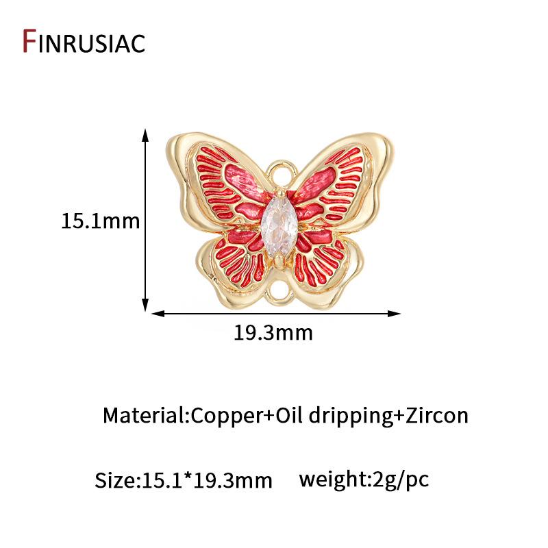 

14K Gold Plated Brass Enamel Butterfly Charms Pendant,Connector For Jewelry,Charms For Earring Making Jewelry Making Supplies 1 piece