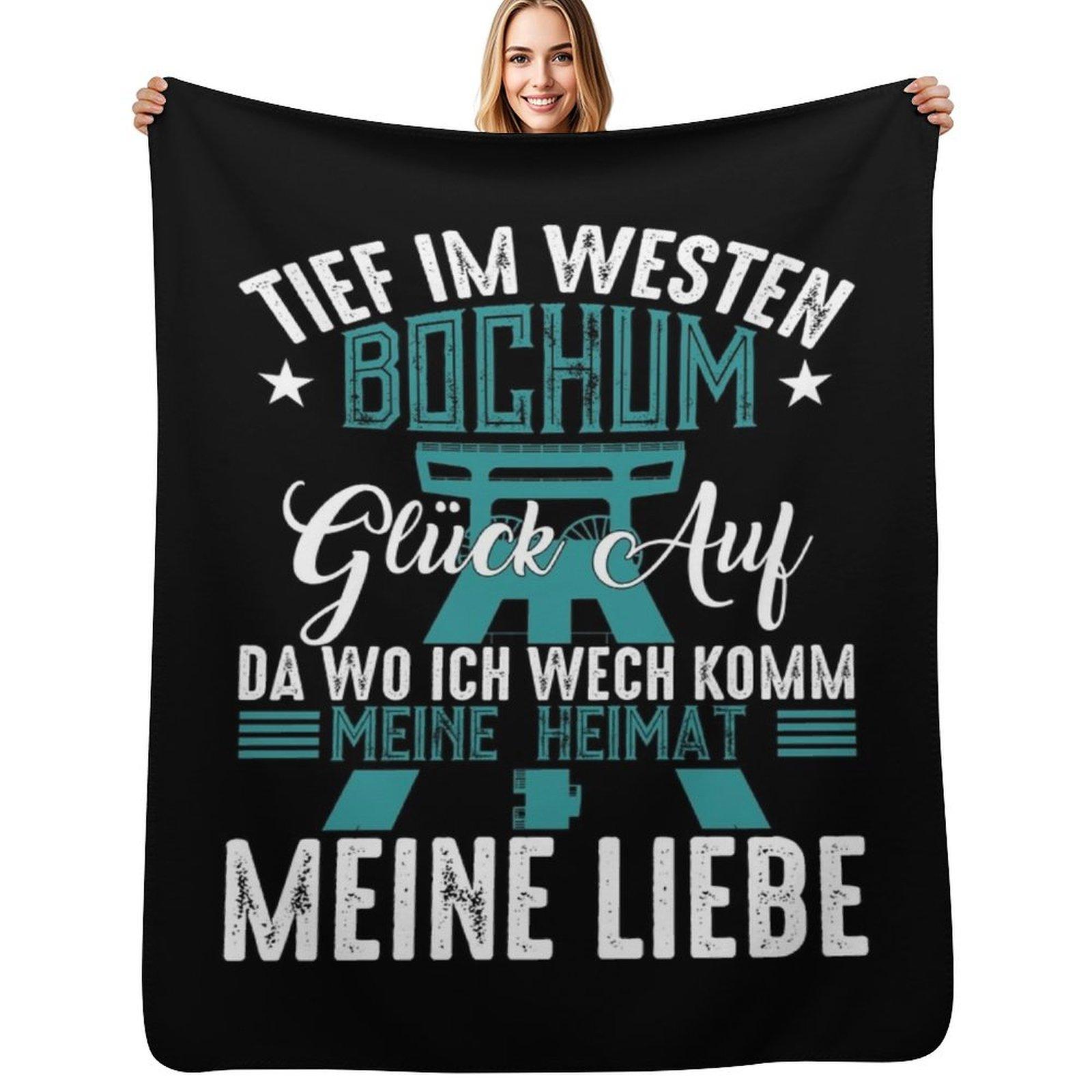 Bochum Ruhrpott & Ruhrgebiet Good Luck On Soccer Fan Bochumer Throw Blanket Lightweight Warm Blanket for Indoor Outdoor Use Size: 75*100cm, Weight: 230 GSM