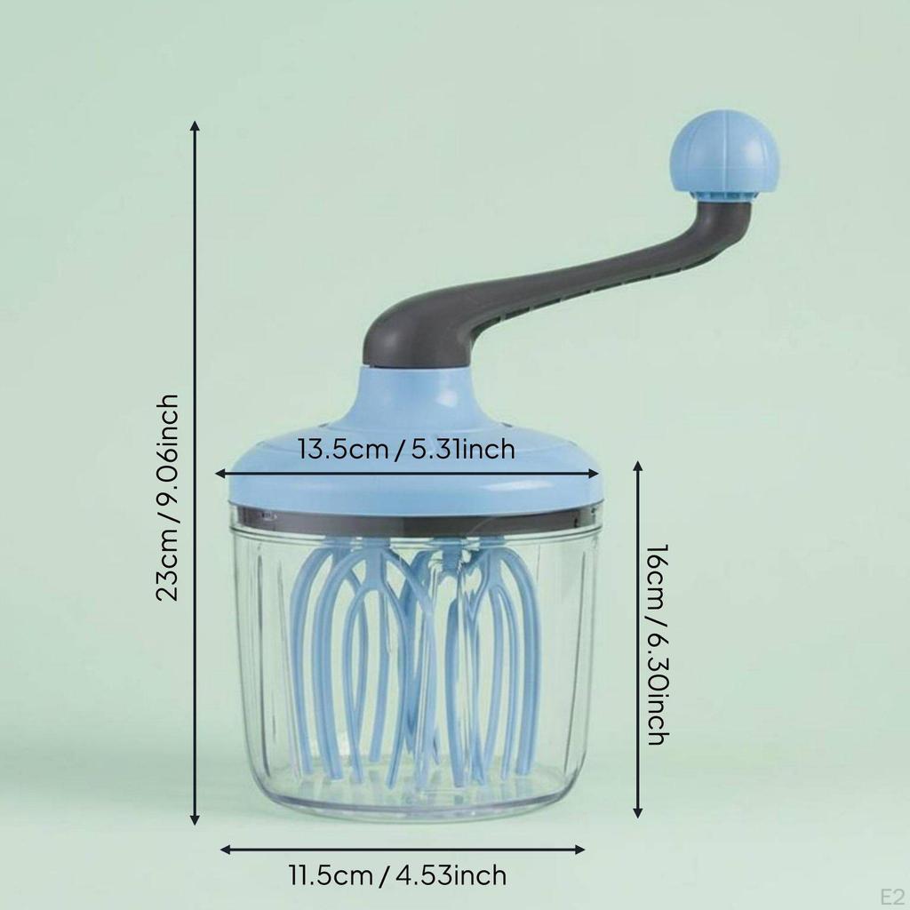 Hand Crank Egg Beater Easy to Clean Manual Rotary Whisk Comfortable Grip Mixer with Container