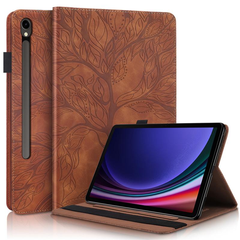 For Samsung Galaxy Tab S10 FE Plus Case 13.1 Inch Emboss Tree PU Leather Flip Cover for Coque Galaxy Tab S10 FE Plus Case Funda