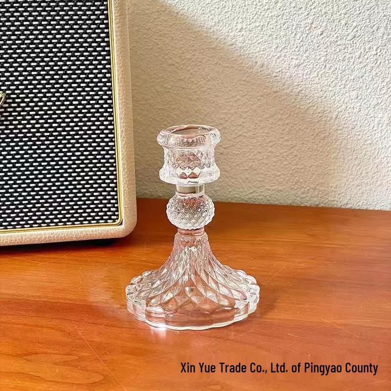 Retro Glass Candle Holder for Romantic Dining Table Decor