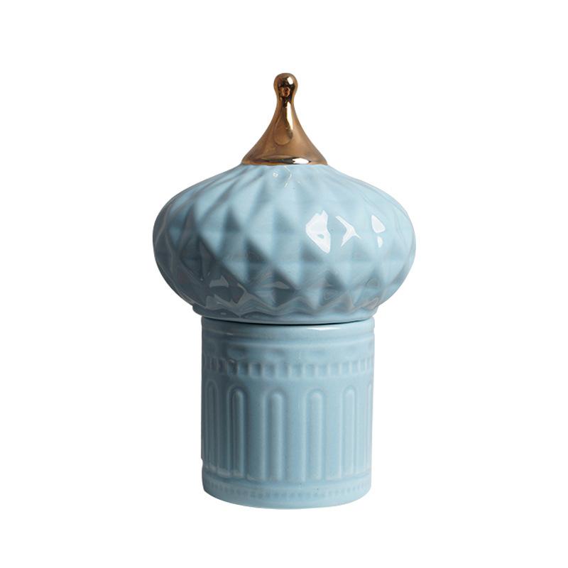 Creative Nordic Ceramics Fairy Tale Castle Jewelry Storage Box Candlestick Desktop Crafts Ornaments Modern Home Decoration