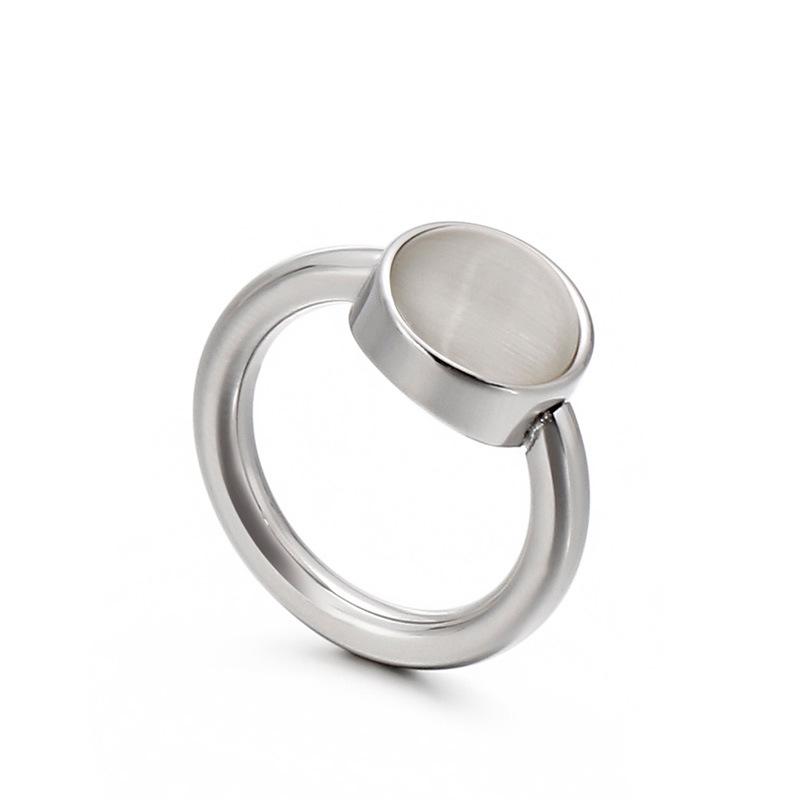 Korean Titanium Steel Crystal Multi-Color Cat's Eye Stone Ring