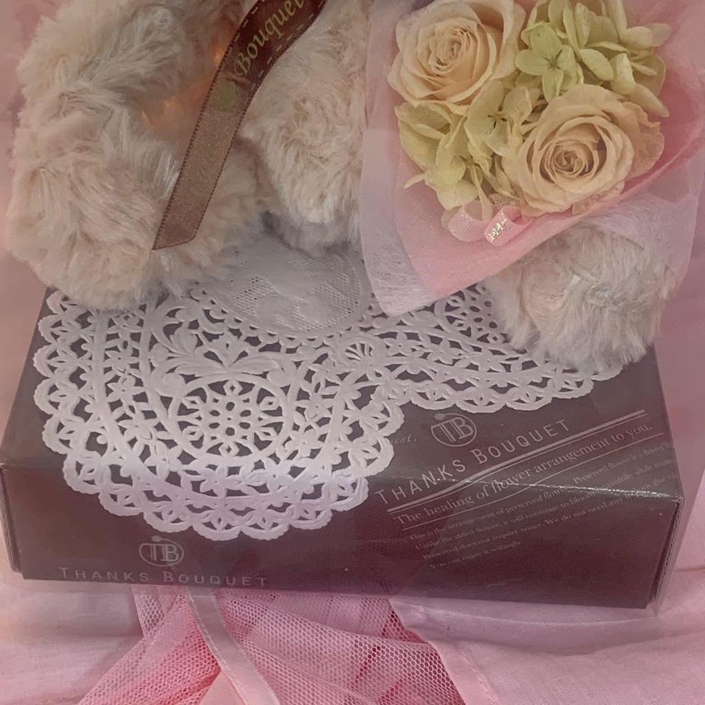 [USED] Teddy Bear Stuffed Animal Interior Preserved Flower Gift Celebration