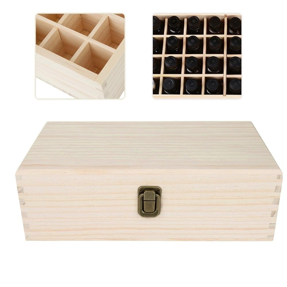 Wooden Material 32 Grids Wooden Essential Oil Storage Box 36 Bottles Capacity Aromatherapy Fragrance Bottle Organizer