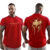 Summer Fashion Men's Classic English Letter Retro Print 100% Cotton High Quality Casual Round Neck Top Gym Street Sportswear