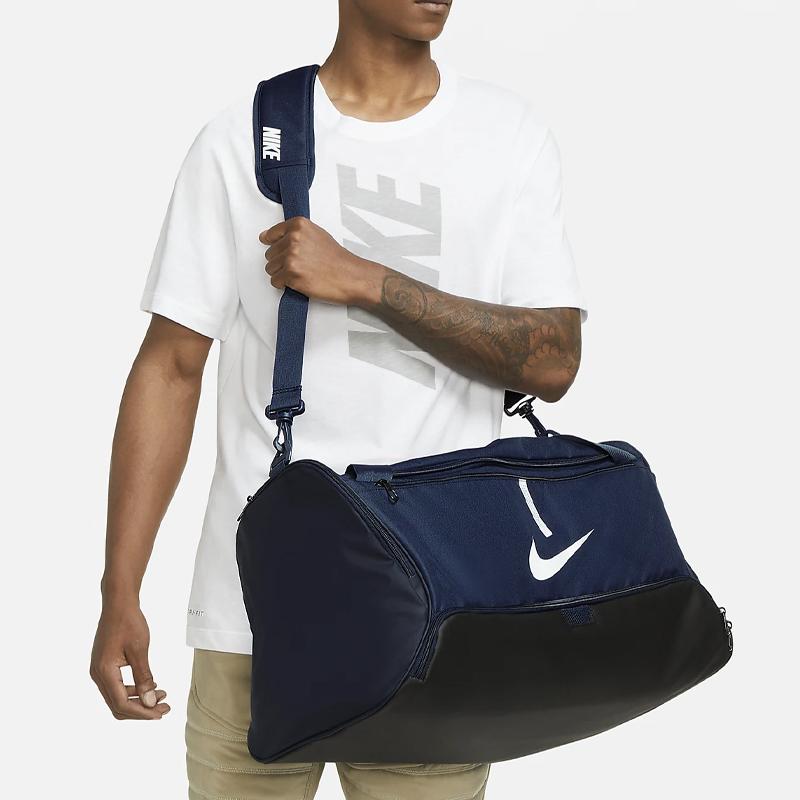 Nike Double Zipper Camping Bag Sports Bag Training Bag Handheld Shoulder Crossbody Bag Fabric Travel Bag Fitness Bag Medium Size CU8090-410