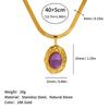18K Gold Plated Titanium Steel Necklace Women Light Luxury Colorful Oval Stone Pendant Jewelry