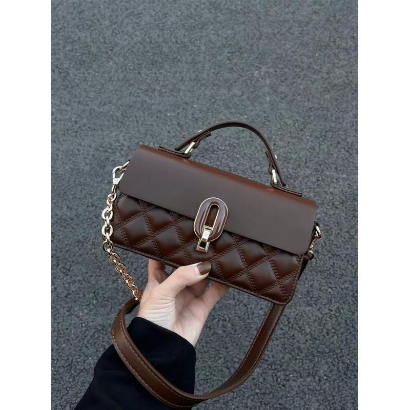 Vintage Coffee Handbag Women High Street Leather Handle Chic Messenger Bag Ladies Retro Casual Crossbody Bags Aesthetic