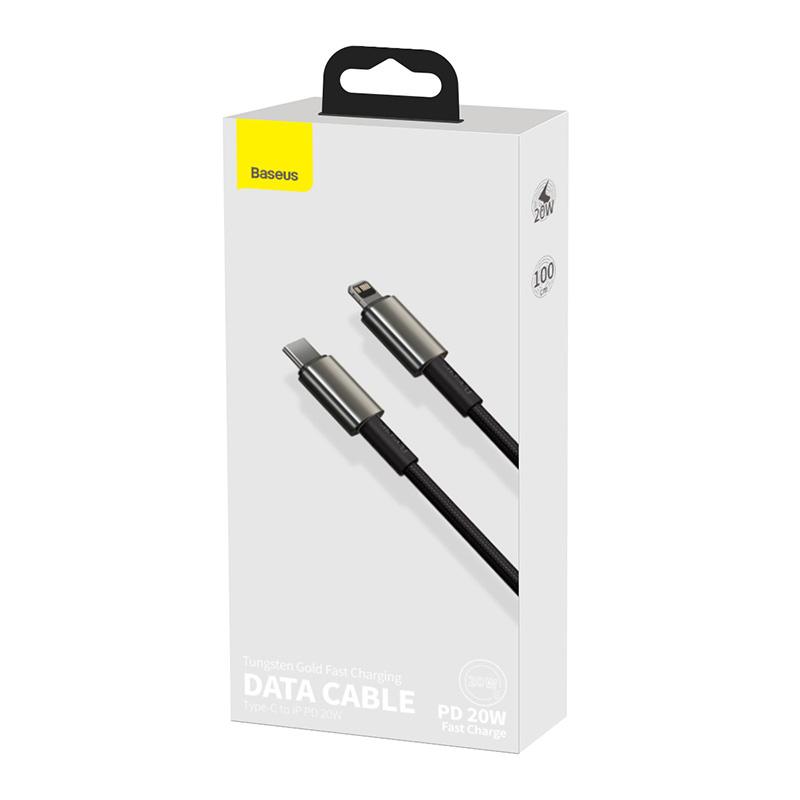 Kabel USB-C auf Lightning Baseus Tungsten Gold, 20W, 5A, PD, 1M (Schwarz)