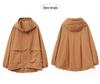 Stylish 2024 Women's Pure Cotton Hooded Jacket – Loose Fit, Plus Size, Casual Short Trench for Middle-Aged Moms