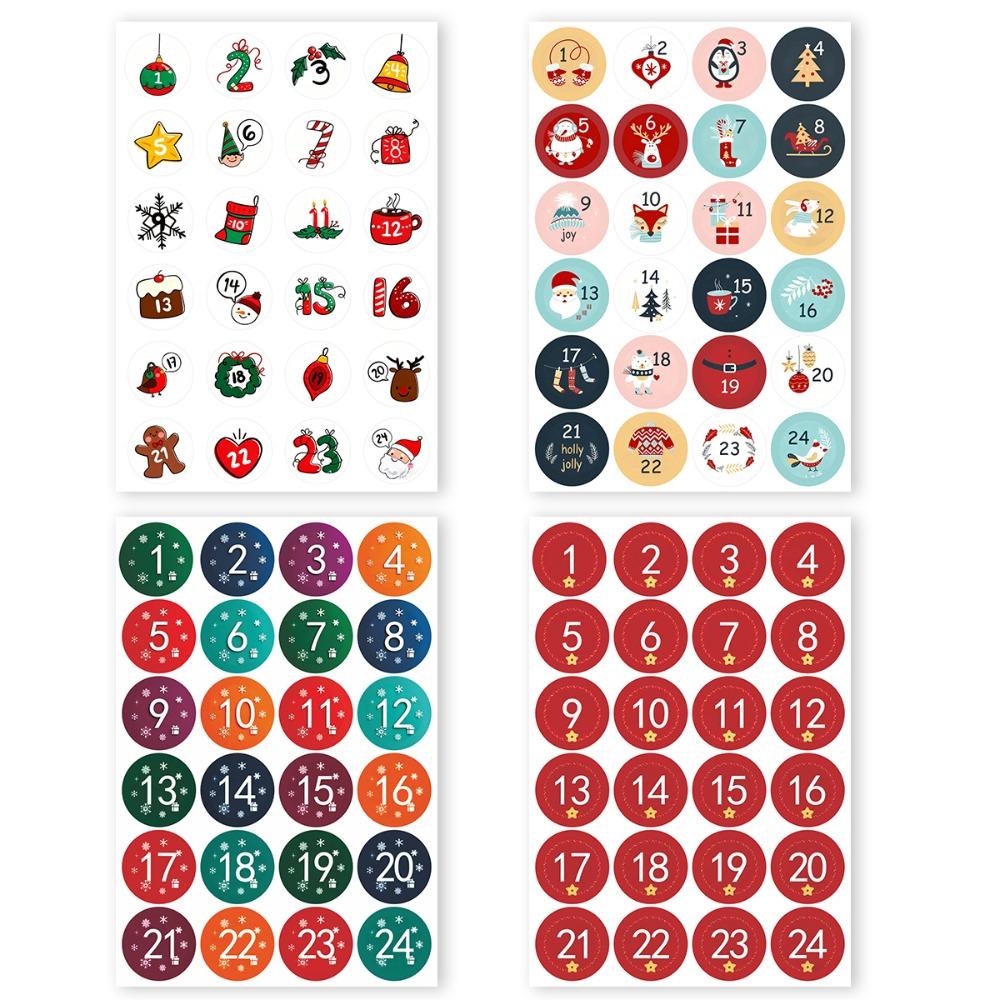 24pcs Per Sheet Numbered Stickers Christmas Packaging Labels  Cookie Candy Packaging