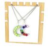 Handcrafted Wire Wrapped Seven-Color Crystal Moon Pendant Necklace