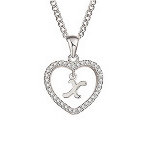 Concise Hollowed Heart Alphabet Unisex Necklace Jewelry Neck Chain Pendant Decor