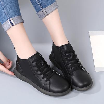 Modische High-Top-Sneaker Damen Rutschfest Schnürung Wanderschuhe Hohe Qualität Echtes Leder Wasserdicht FreizeitSchuhe Damen Weich