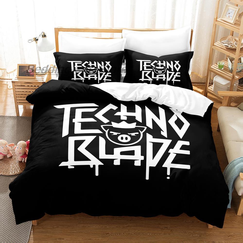 

Technoblade Bedding Set Single Twin Full Queen King Size Bed Set Aldult Kid Bedroom Duvetcover Sets 3D Anime Bed Sheet Set EU single(135x200cm)