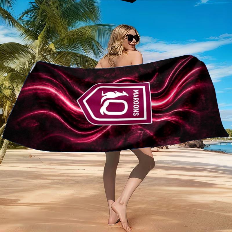 Australien Maroons Rugby Team Emblem Strandtuch, Schnelltrocknend, Pflegeleicht, Geeignet für Fitness und Strandurlaub, Sport-Essential