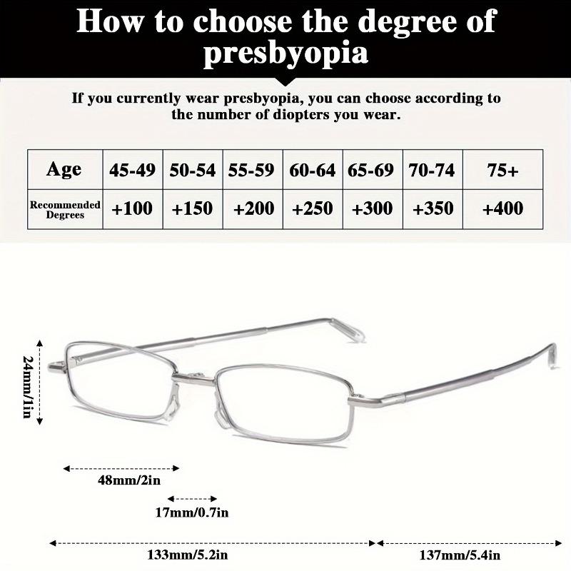 1pc Metal Retro Comfortable Reading Glasses Foldable and Retractable Design Exquisite Compact and Practica