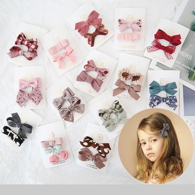 2 Pcs/Set Baby Hair Clips For Girls Bows Dot Flower Kids Hairpins Printed Children Barrettes Clips Baby Girl Hair Accessories