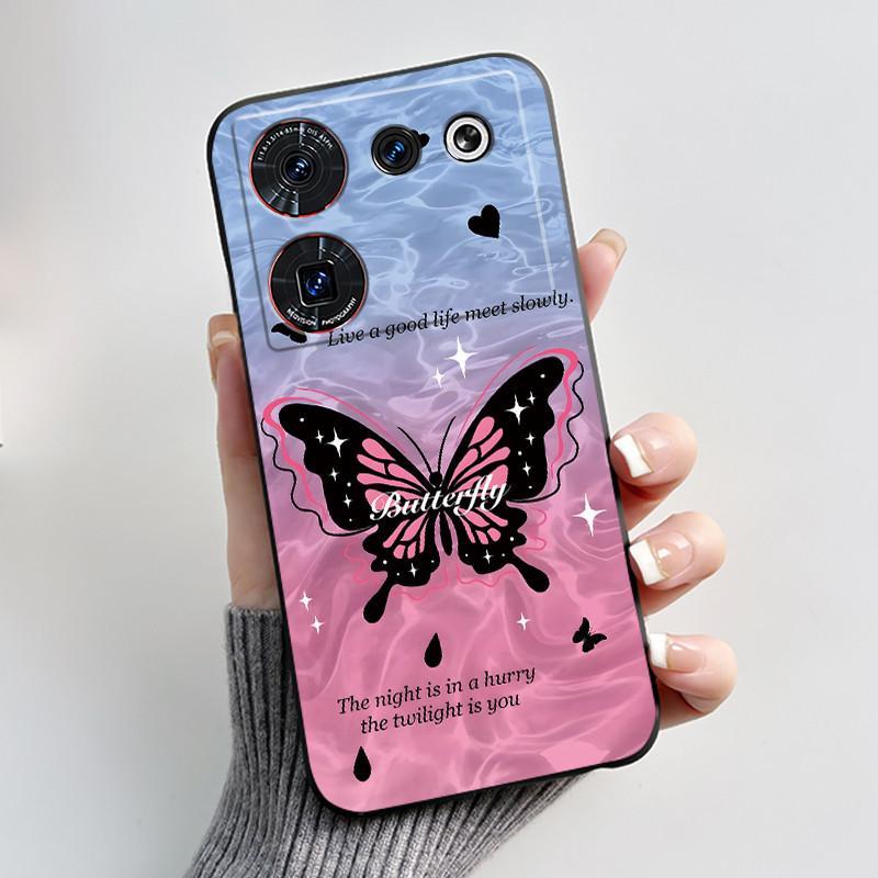 For ZTE nubia Z50 Ultra Z50Ultra Casing Aesthetic Cute Cat Cartoons Black Matte Soft Silicone Case Shockproof Back Shell Cover
