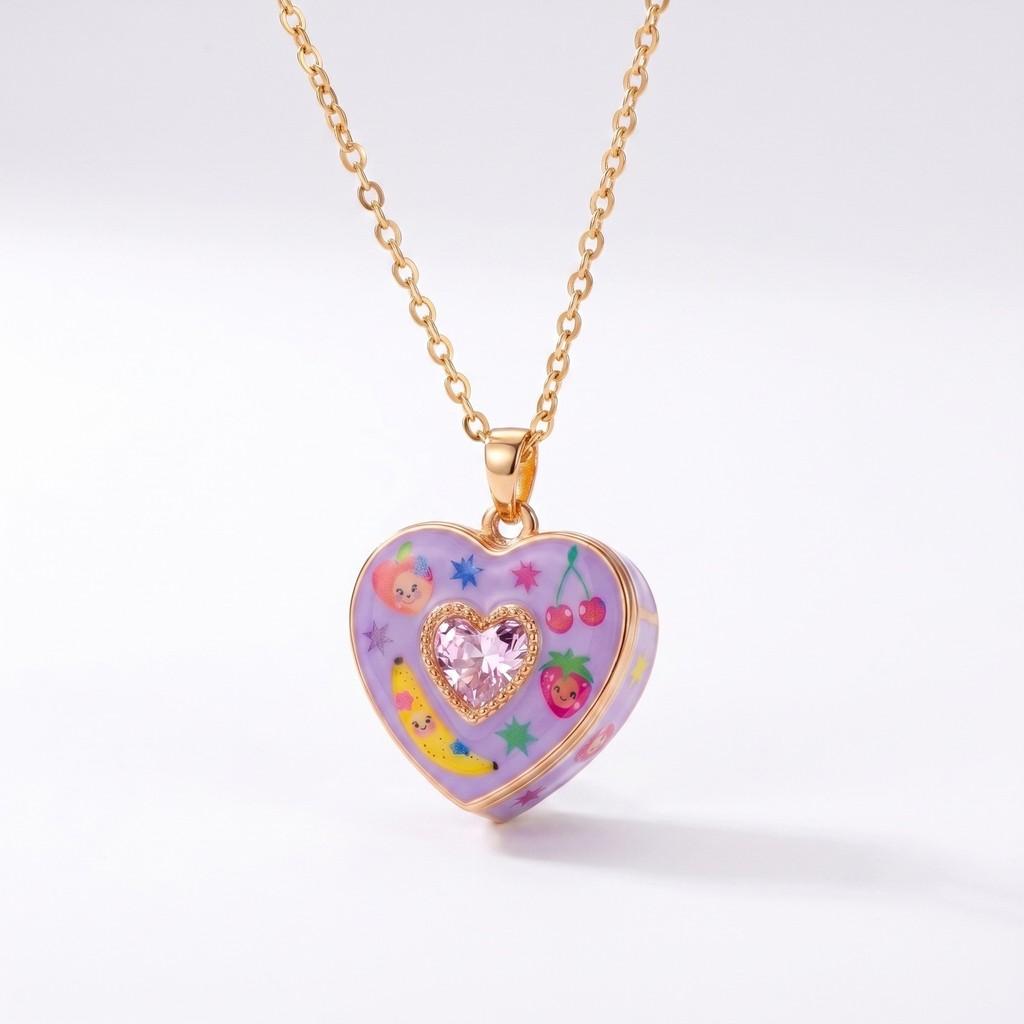 Heartshaped Pendant Necklace With Cubic Zirconia For Casual Wear