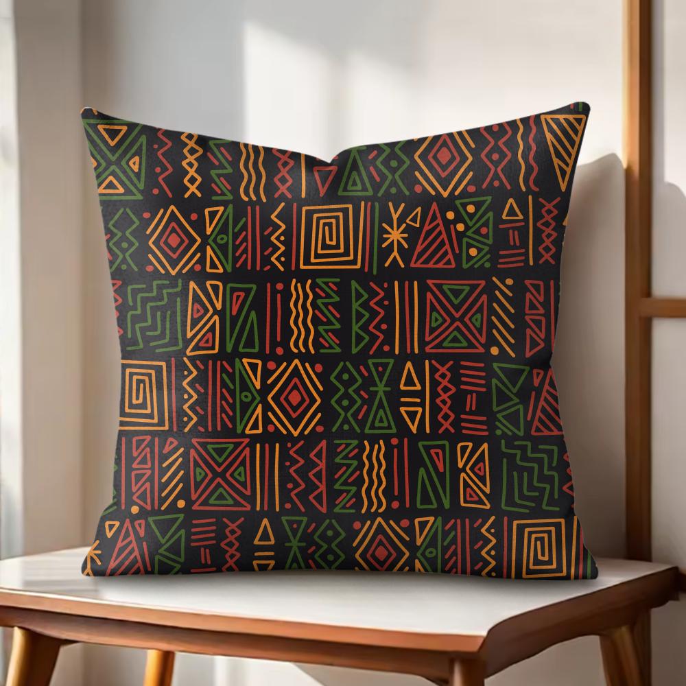 African Tribal art Cushion Cover Natural Linen Organic Fabric DoubleSided Printing Couch Pillow Covers Home Decor