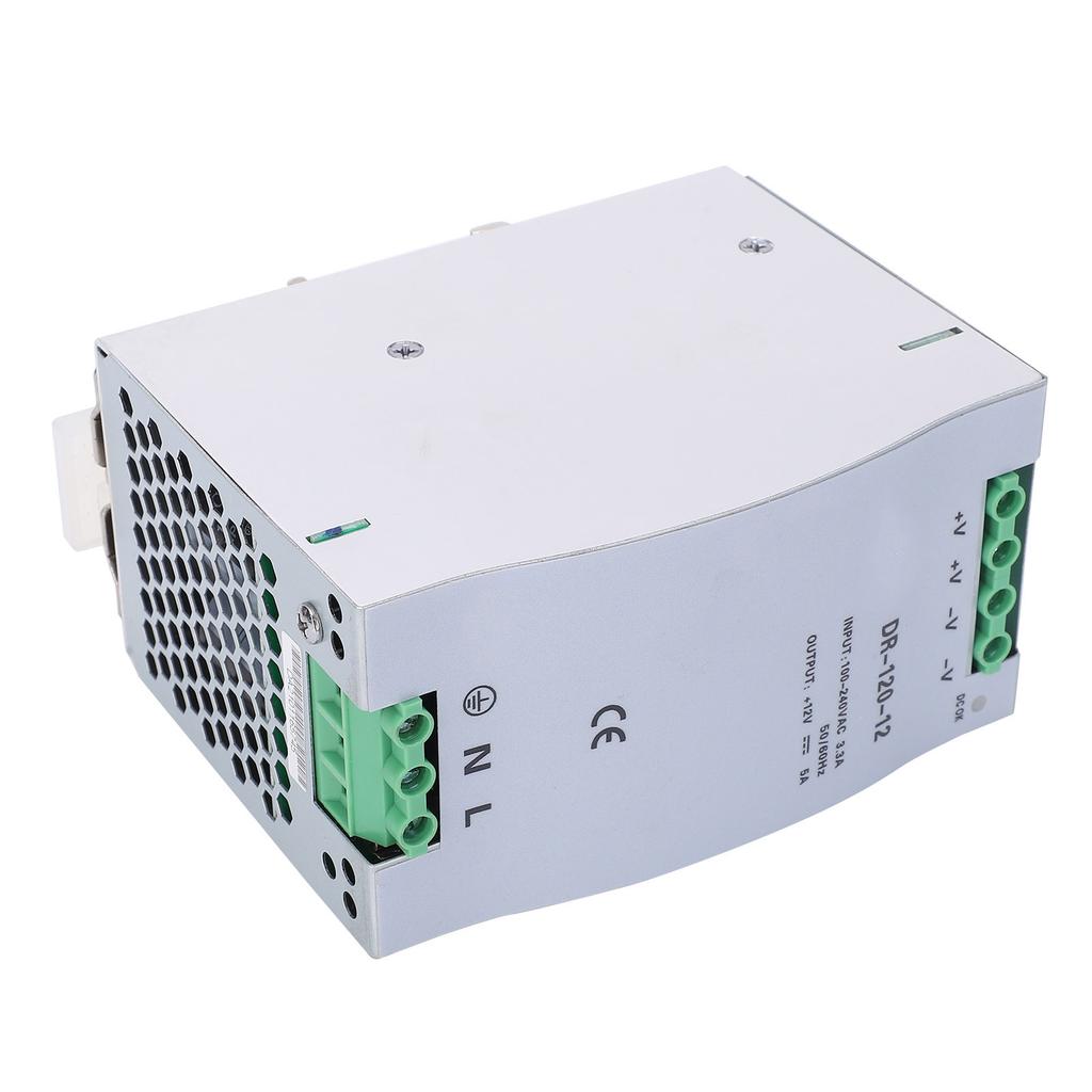 BERM DinRail Switching Power Supply 12V5A 120W Adapter DR12012 Input Voltage 100240VAC