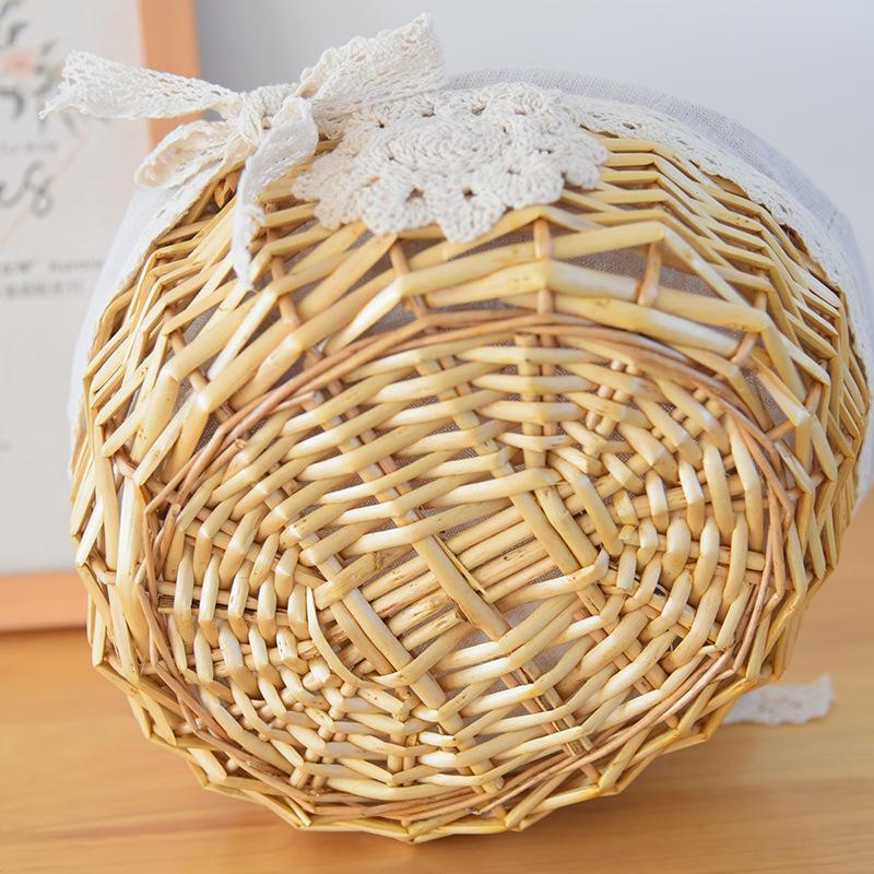 Handheld Rattan Flower & Egg Basket with Ribbon Lining for Weddings