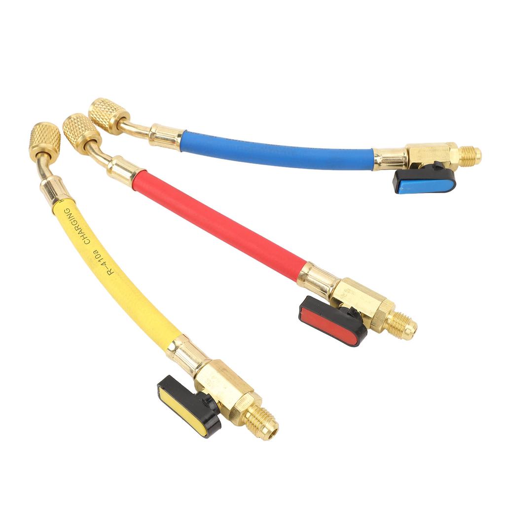 R134A R410A R22 R12 Charging Hoses Refrigeration Charging Hose Set with Ball Valve Color Coded for HVAC AC Maintenance