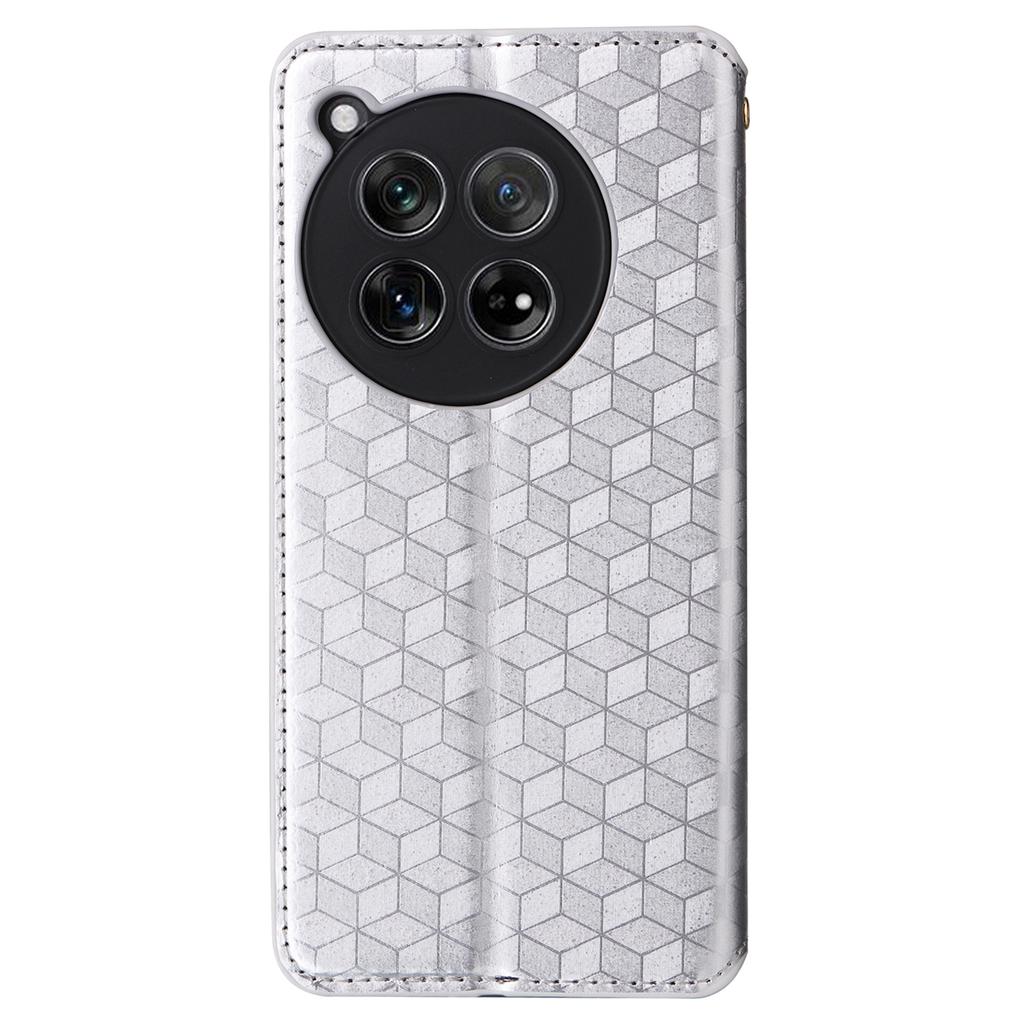 For OnePlus Ace 3 5G/12R 5G Phone Cover Magnetic Rhombus Pattern Leather Case
