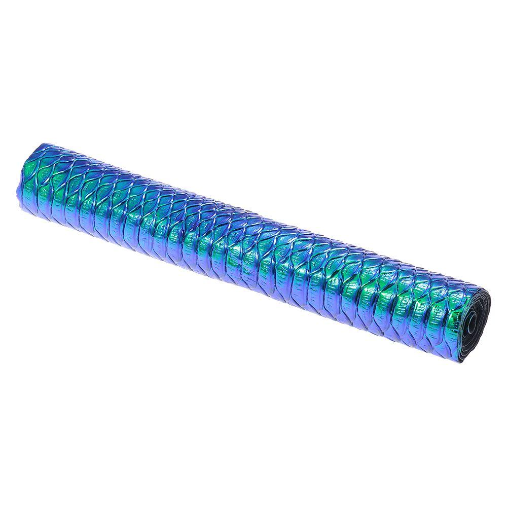 1 Rolle 30x135cm Schlangenhautmuster Bögen Holografisch Blau & Grün Lederbögen PU Kunstleder Schlangenhautmuster