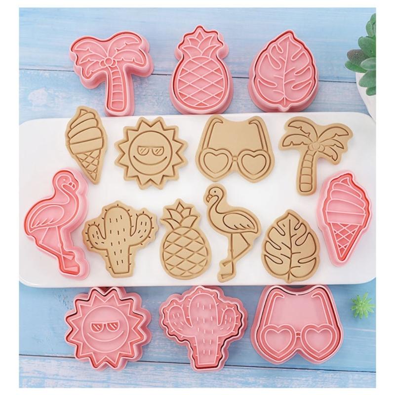 16 Stück/Set Sommer Strand Thema Ausstecher Kunststoff Keksformen Keksstempel DIY Kuchenformen Küchenwerkzeug