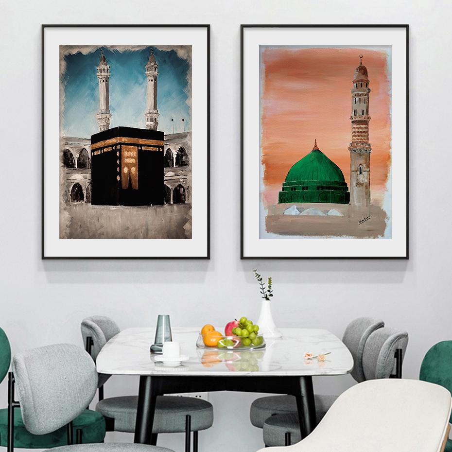 Islamic Canvas Al Aqsa Mosque Muslim Posters Canvas Painting Wall Art Print Pictures Bedroom Living Room Interior Home Decor