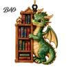 Book Club Party Supplies Bookish Dragon Ornament, Fantasy Dragons Christmas Hanging Gift for Readers Decoration, Acrylic Gothic Pendant, Gifts Lovers