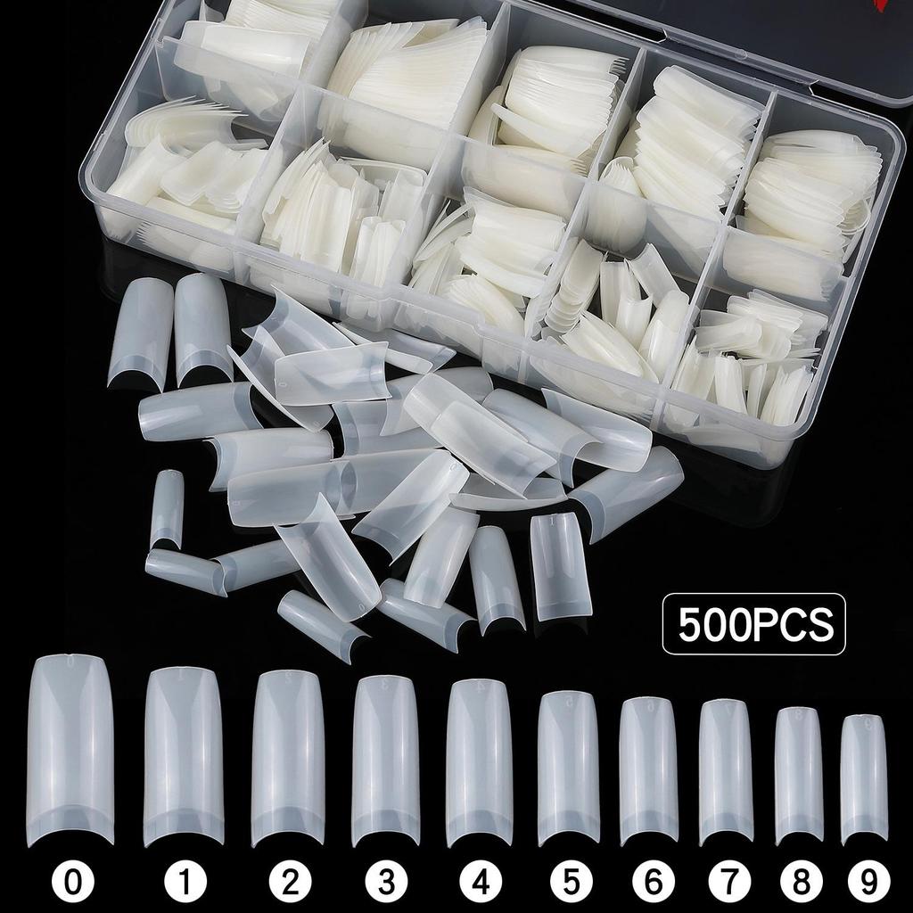 500-Piece Boxed French Nail Tips - False Nails for Nail Art