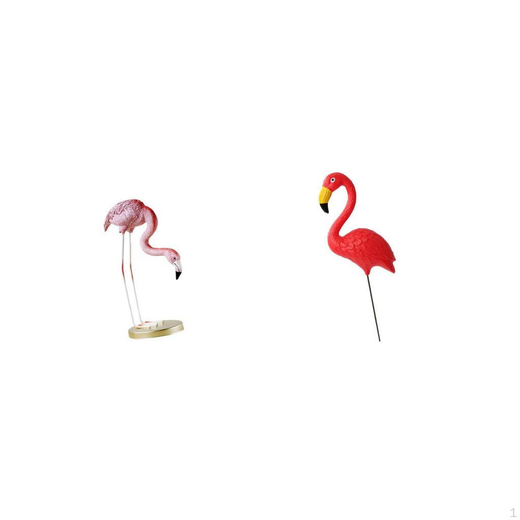 Flamingo Resin Bird Sculpture Statue Figurine Modern Art Garden Decor with Metal Stand for Yard Pond