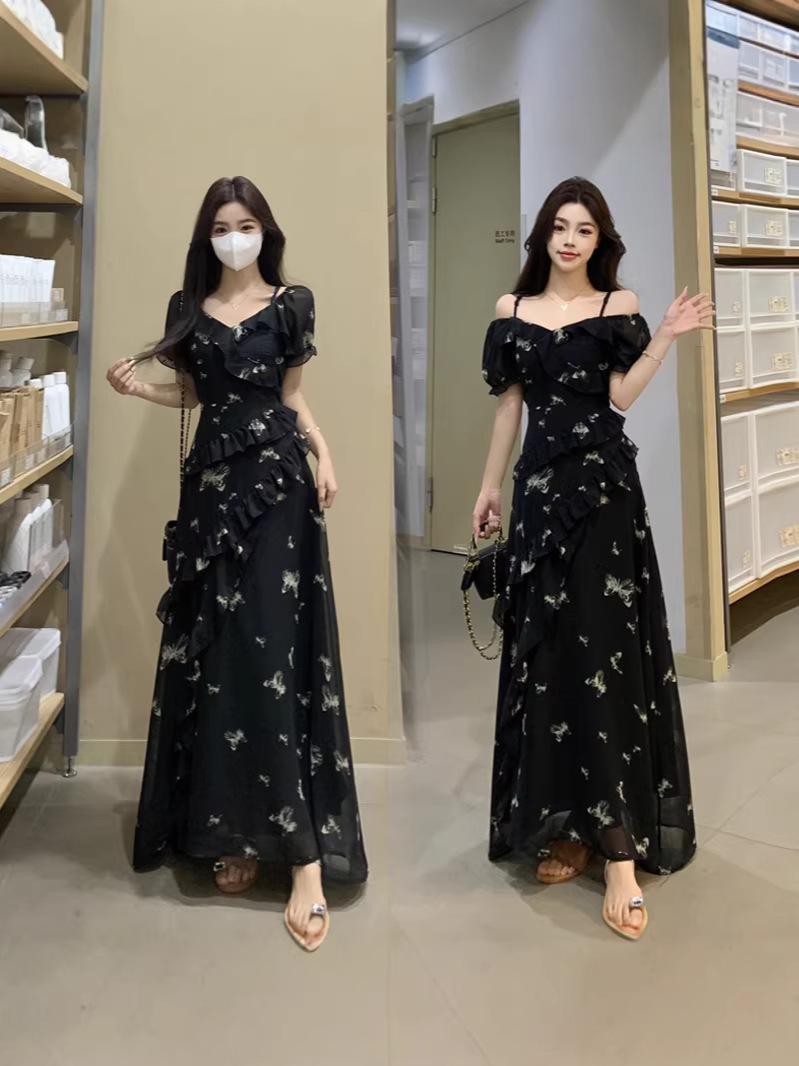 Plus Size Women s Off-Shoulder Floral Print Slimming Maxi Dress XXXL