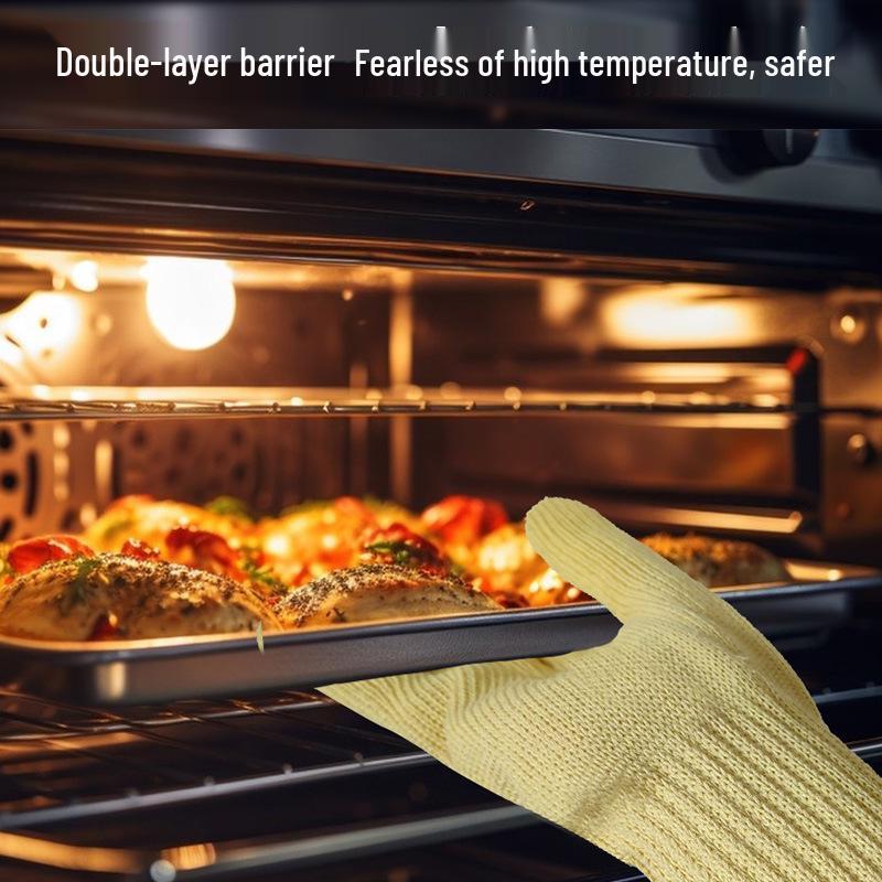 500° Heat-Resistant Aramid Insulated Baking Gloves - Anti-Scald & Cut Resistant