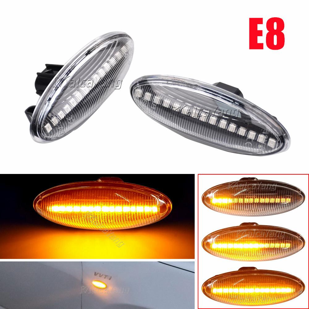 2X Dynamic LED Side Marker Lights Flowing Turn Signal Light Sequential Blinker For Toyota Yaris COROLLA Auris Mk1 E15 RAV4 Mk3 Dynamic Crystal