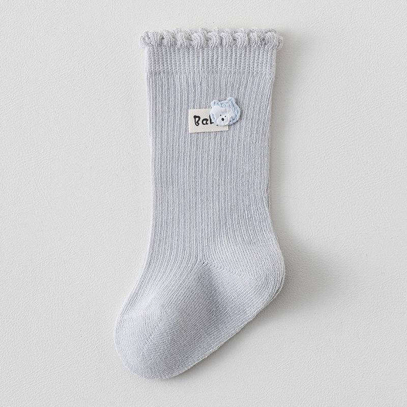 Infant Toddler Cotton Ribbed Knee-High Socks (0-3 Years) - Loose Fit for Spring/Autumn