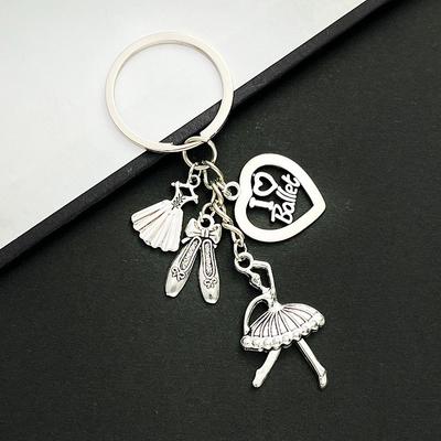 Elegantes Ballerina-Röckchen und Ballettschuhe Herz-Schlüsselanhänger Geschenk