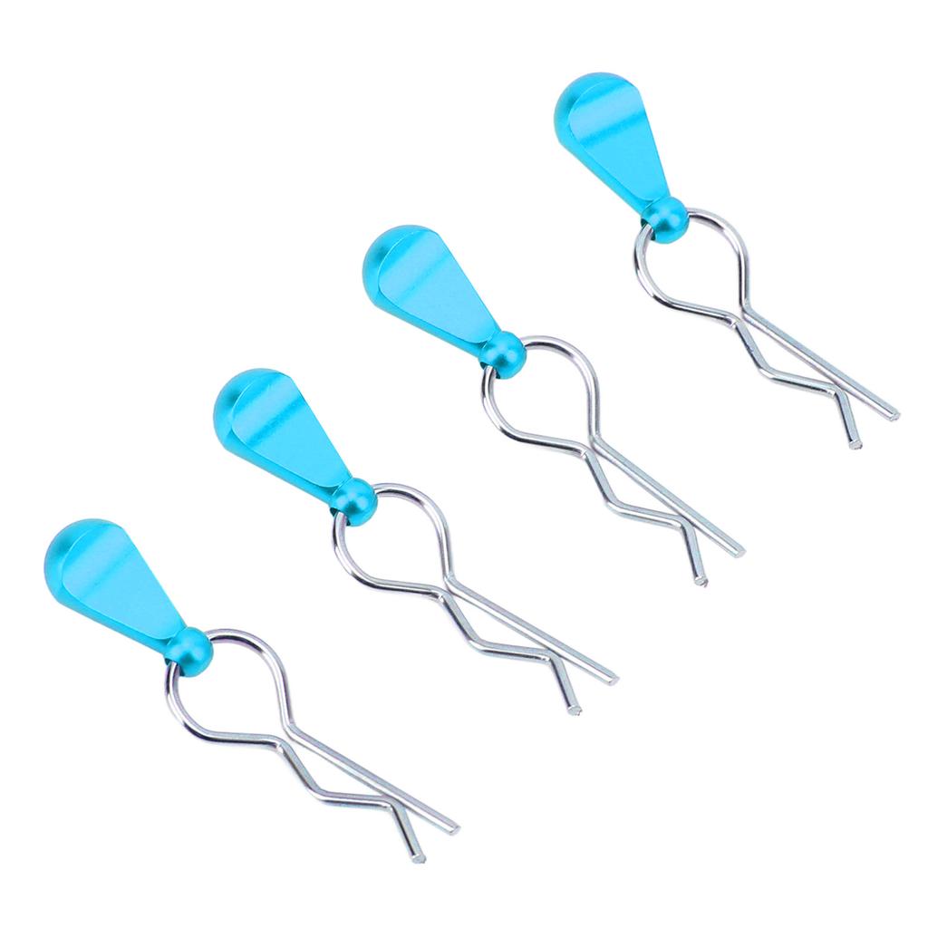 4Pcs RC Body Clip Pin Stainless Steel R Shape Universal for 1 8 1 10 Remote Control Car Blue