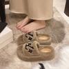 Spring and Autumn Super Fire Retro Comfortable Foreign Style Fluff Drag Embroidery Internet Celebrity Slippers Women's Wear