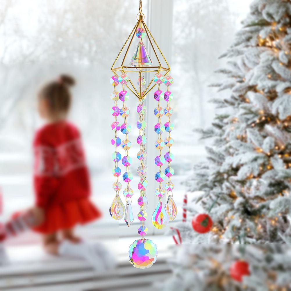 Wind Chime Car Pendant Colorful Chandelier Ornaments Pretty Crystal Suncatchers Jewelry Curtains Decor Garden Chandeliers Decor