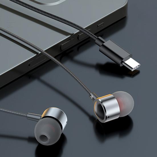 Wired Earbud Wire Control Plug Play Noise Reduction Stereo Surround Music Playing Straight Jack 3.5mm/Type-C Heavy Bass Wired Earphone for Home