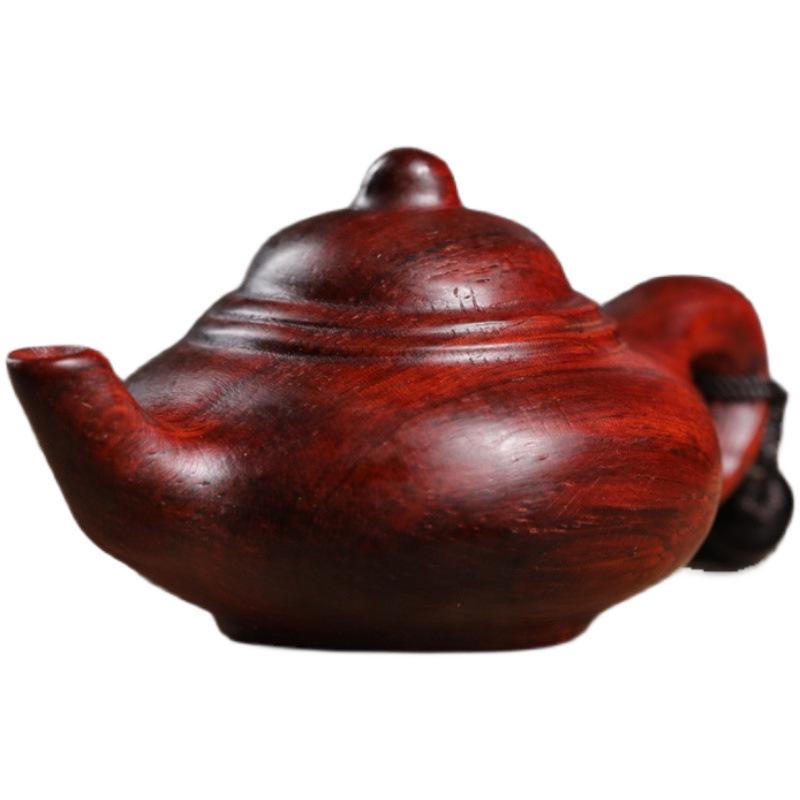 Sandalwood Small Teapot Ornament: Portable Wooden Handicraft Pendant